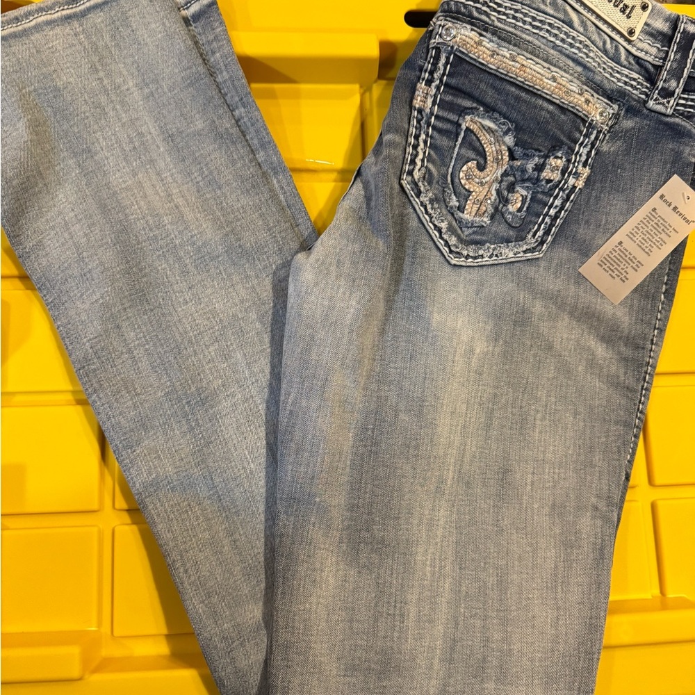 Rock Revival Light Blue Straight Leg Jeans